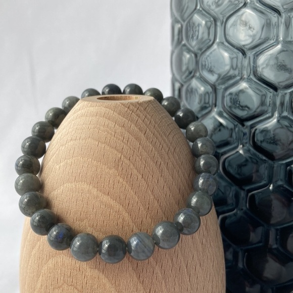 NATURAL Labradorite Stretch Beaded Bracelet 7” - Picture 11 of 11